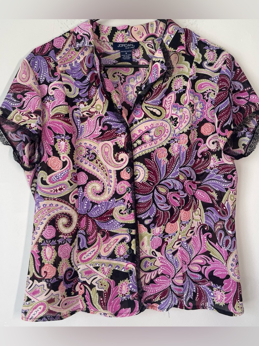 Women’s Purple Paisley Blouse Jordan Size Medium